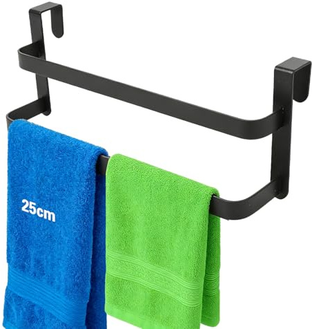 Tür Handtuchhalter, Edelstahl Handtuchhalter Küche, Spültuchhalter ohne Bohren, Geschirrtuchhalter für Tür und Küche, Handtuchhalter zum Einhängen ohne Bohren (Schwarz)