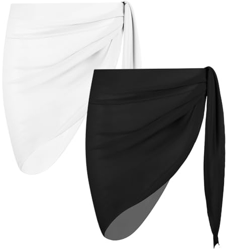Aomig Kort strandkjol för kvinnor, sommar cover-up baddräkt, sexiga döljande tröjor och sarong, pareo för dam bohemisk strand, lätt strandwrap för bikini