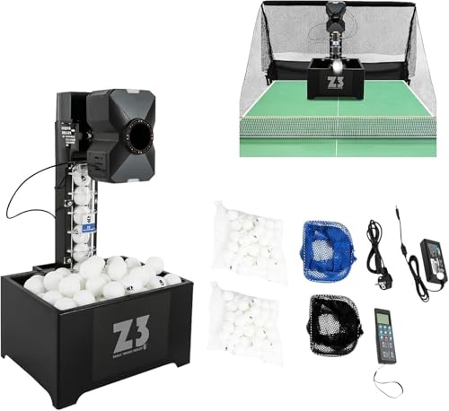 Snnowdate Robot da ping pong con rete e telecomando, macchina per palline da tennis, da 100 palline, robot da ping pong professionale con 10 modalità, macchina per palline da ping pong per allenamento