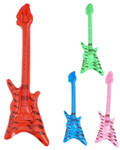 Veemoon Set 4 Pezzi Strumenti Musicali Gonfiabili Retro in Pvc, Leggeri e Affidabili per Decorazioni di Feste di Compleanno e Concerti All'aperto Rock Colore Casuale
