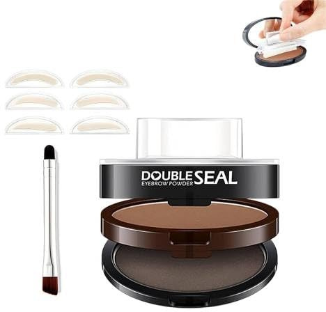 Browfi Set de Tampons à Sourcils,Tampon Sourcils Waterproof pour Femme,Outil de Définition des Sourcil,Personnalisez Rapidement la Forme Sourcil Pour Professionnel et Débutant，Bright brown+Dark gray