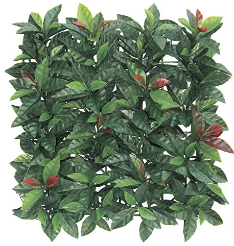 VERDELOOK Evergreen® Plast, Seto artificial 1x1 m, hoja de photinia, decoración de jardín