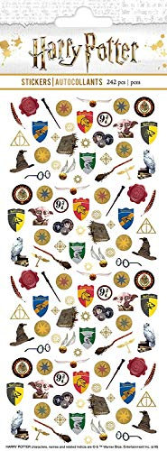 Harry Potter Hogwarts School Crest Stickers: Gryffindor, Slytherin, Ravenclaw, Hufflepuff - Multi-color, Paper, Glossy, Cartoon, 16 Count, Indoor Use