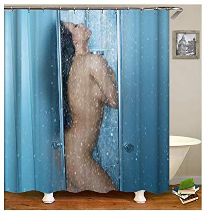 KnSam Duschvorhang Anti-Schimmel Wasserdicht Vorhang an Badewanne Bad Vorhang für Badezimmer Frau Nackt 100% PEVA inkl. 12 Duschvorhangringen 90 x 180 cm