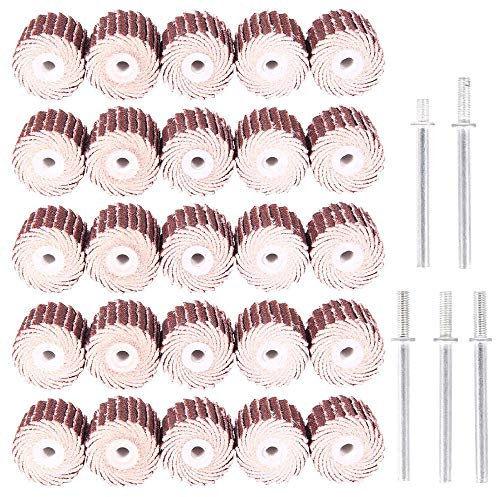 50Pcs Sanding Flap Wheel for Drills Sandpaper Flap Wheel Disc 80# 120# 240# 320# 600# Grits Grinding Sandpaper Flap Brush with Shank Mandrel for Rotary Tools