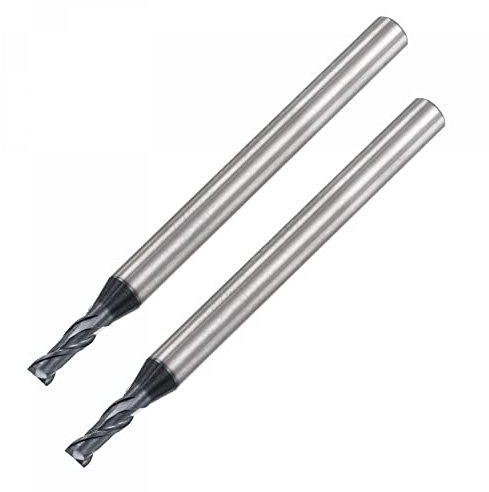 sourcing map Square Nose End Mill, 2.5mm Tip Dia Solid Carbide AlTiN Coated CNC Router Bits 2 Flute Spiral Milling Cutter HRC45 with 4mm Shank 50mm (2-inch) Length, 2pcs