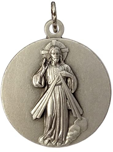 I G J MÉDAILLE DE JÉSUS MISÉRICORDIEUX - GRANDE TAILLE (DIAMÈTRE 25MM) - FABRIQUÉE EN HAUT-RELIEF - 100% MADE IN ITALY