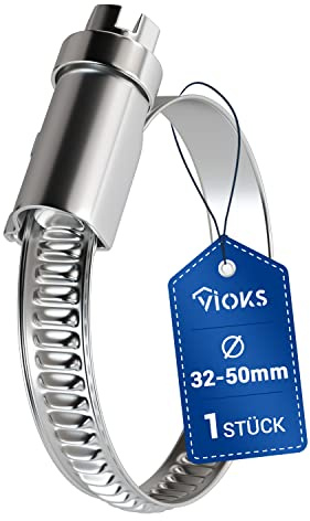 VIOKS Schlauchschellen SET Schlauchklemmen Schellen 1x 32-50mmØ Chromstahl W2 / Schlauchschellen Sortiment/Schlauchschelle/Schelle Waschmaschinenschlauch/Schlauch Schellensatz
