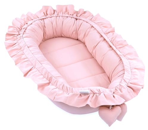 Babynest babynestchen neugeborene mit tragegriff 90 x 50 cm baby nestchen tragbar nest für bett kinder kuschelnest coccon für Jungen und Mädchen Schmutziges Rosa
