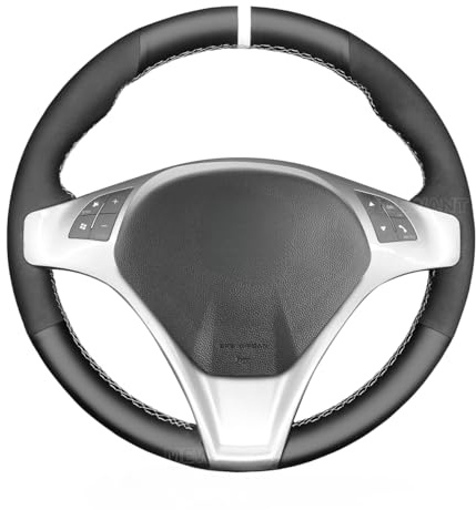 MEWANT Funda transpirable para volante de coche Alfa Romeo Giulietta 2010-2014 / MiTo 2008-2015 Accesorios para volante Alfa Romeo Giulietta de piel de microfibra + gamuza