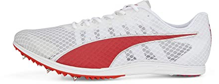 PUMA Herren Evospeed Distance 11 Track and Field Shoe Sneaker, Weiß Rot-Metallic-Silber, 46.5 EU