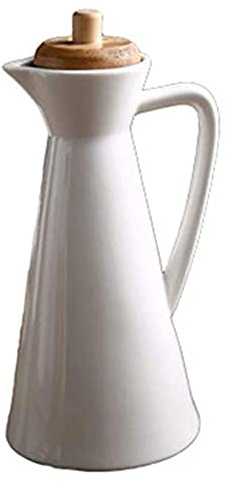 EdirFtra Large capacity Ceramic dispenser bottle of olive oil cruet kitchen porcelain vinegar with bamboo lid.,B,800ML
