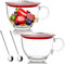 Foyofly Glass Cereal Bowl Clear Oatmeal Bowl with Handle Spoon,Soup Mug with Lid Milk Breakfast Bowls for Yogurt Tea Microwave Safe,450ml/15oz,Set of 2 (Clear01)