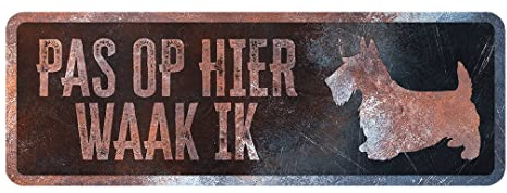 D&D Home, Varningsskylt, 40 x 13 x 0,3 cm, holländsk version, svart bakgrund, rostbeständig varningsskylt i metall med rolig text