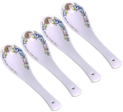 Löffel Set Geschirr Löffel für Home Restaurant, Keramik Suppenlöffel 5,3 Chinesisch Asiatisch Reislöffel Vorspeise Geschirr Set von 4 Geschenk für Hausfrau Freunde