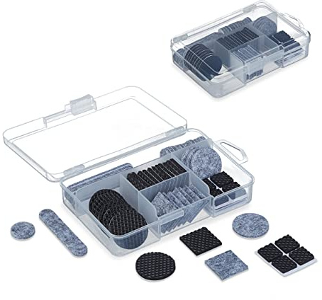 Relaxdays Möbelgleiter, 136er Pack, Filz, EVA, Möbelpads selbstklebend, Filzgleiter & Antirutsch-Pads, grau/schwarz