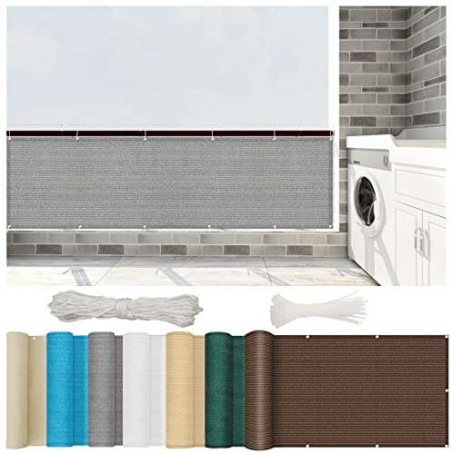NINGBAI Cache Vue Balcon 80 x 650 cm Brise Vent Terrasse, Brise-Vue Balcon, Habillage De Balcon Protection Contre Le Vent, Les Intempéries pour Jardin et Lieu de fête, Gris