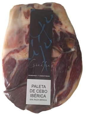 JAMÓN IBÉRICO(PALETA) DE CEBO 50% RAZA IBÉRICA DESHUESADO DE 2,5-3 KG. MARCA GUIJU. FABRICA DE SALAMANCA.