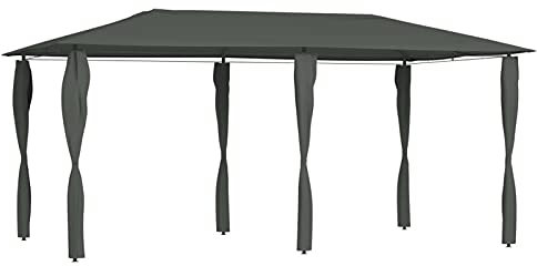 Homgoday Gazebo con Montanti Rivestiti 3x6x2,6 m Antracite 160 g/m², Gazebo da Giardino, Gazebo Ombrellone da Giardino Spiaggia Pesca Esterno Antivento per Arredo Giardino Terrazzo Ambienti
