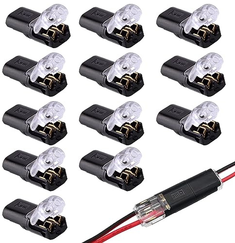 Connettore Elettrico Rapidi 2 Pin per 18-22AWG,12 Pezzi Connettori a Filo Bassa Tensione Collegamento Cavo Plug-in a 2 Pin Connettore Del Cavo a Bassa Tensione per La Maggior Parte dei Veicoli