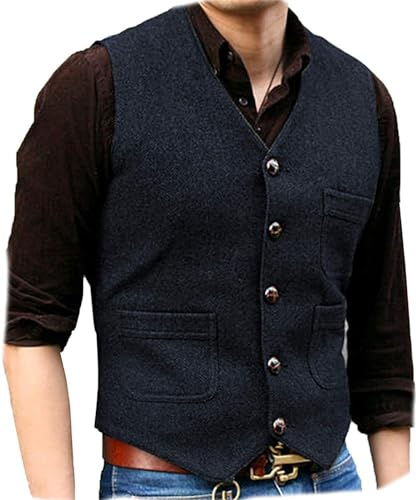 Solovedress Gilet da uomo, vintage, classico, in lana, formale, vestibilità regolare, per matrimoni