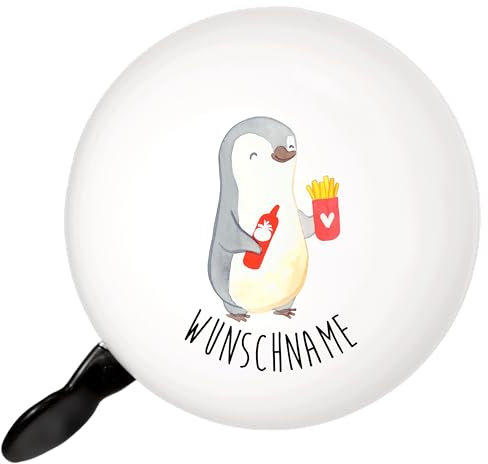 Mr. & Mrs. Panda Personalisierte Fahrradklingel Pinguin Pommes - Geschenke, Hochzeitstag, Partner, Mitbringsel, Frauen, Freundin, klingel mit Namen, personalisiert, Fahrrad