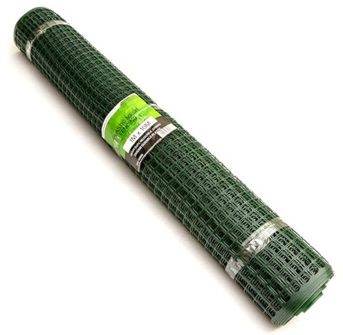 1m x 10m Green Plastic Mesh Barrier Fencing Roll Heavy Duty 250gsm Safety Garden Fences Plant Support Tree Guards Mesh for Climbing Plants Vegetables Reusable Netting