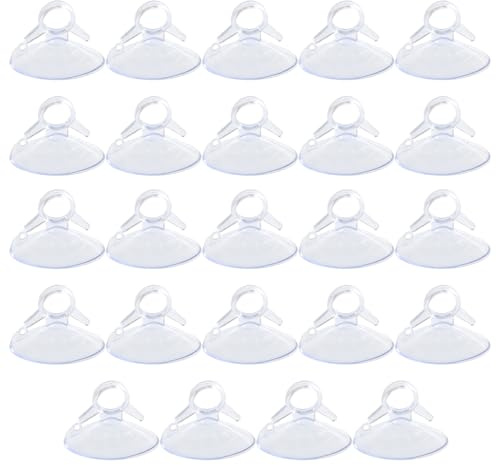 siktorrwd 24Pcs Clear Suction Cups with Loops, Window Suckers with Ring Car, Suction Cups Glass for Decoration, Plastic Suction Cups for Windshield Sunshade Glass Bathroom Mirror Shower Wall