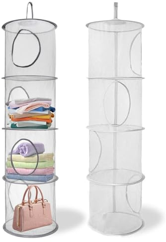 YOYEAH 2 Stück Hängeaufbewahrung - Kuscheltier Aufbewahrung, Aufbewahrung Hängend, 4-Etagen Hängeorganizer, 110 cm Länge, 30 cm Durchmesser, Platzsparend, Für Spielzeug und Kleidung