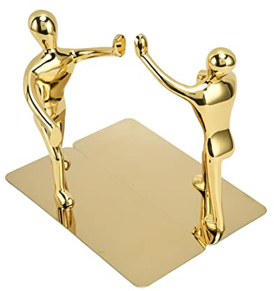 Coole Buchstützen, Buchstopper mit Einzigartigem Design, Goldene Mann-Buchstützen aus Edelstahl, Rutschfeste Kung-Fu-Mann-Buchstützen, Robuste Mann-Buchstützen, Goldene