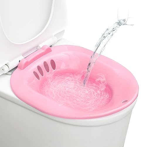 Sitz Bath for Toilet, Portable Bidet Toilet Seat, Universal Sitz Bath Soak, Sitz Bath for Hemorrhoids Postpartum Care (Pink)