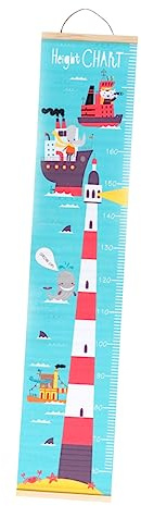 Wand Wachstumstabelle für Kinder im Nordischen Stil, Holz Öl Leinwand | Leuchtturm Motiv, Einfach Aufzuhängen, für Raumdekoration im Kinderzimmer