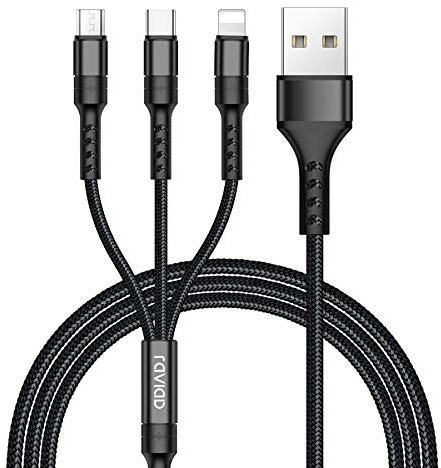 RAVIAD Multi Cavo di Ricarica [2M], 3 in 1 Multiplo Cavetto Micro USB Tipo C Nylon Intrecciato Cavo di Ricarica USB per Phone XS/XR, Samsung Galaxy/Huawei/Honor/XiaomiNexus 6P 5X/Google Pixel/LG