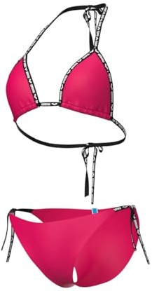 ARENA Solid Bikini Mujer Triangular, Traje de Baño en Tejido Elástico Reciclado de Secado Rápido, Bañador para Playa y Piscina con Copas Extraíbles, Top y Braguitas con Lazos
