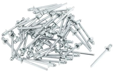 RATCHROLL 50 Stück Offene Enden Großkopf Blindnieten 4,8 mm Griffdurchmesser 6 mm Grifflänge 9,5 mm Flanschdurchmesser Silberfarbenes Eisen