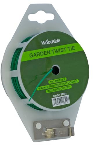 Woodside Garden Twist Tie with Cutter – 100m PVC Coated Wire for Plant Support, Gardening & Crafts
