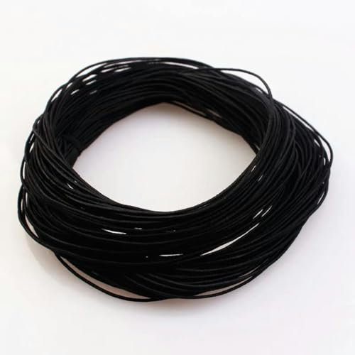 Cordino elastico intrecciato da 1 mm, 24,0 m, per perline, tessuto elasticizzato, cordini per la creazione di gioielli, 23 colori - Nero - 1 mm x 24,0 metri