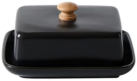 Beurrier avec couvercle pour comptoir, porte-beurre en céramique de couleur unie