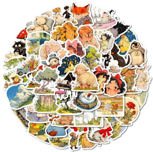 Vintage Cottagecore Scrapbook Stickers 50pcs Fairy Tale Aesthetic Designs for Journals Laptops Bottles Rustic Theme Pack for Teens Adults DIY Decoration Craft Use