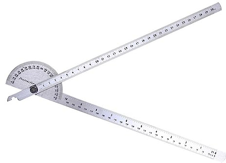 DOITOOL 180grado Righello Goniometro Semplice in Acciaio Inossidabile Da Gradi Con Braccio Regolabile e Testa Rotonda