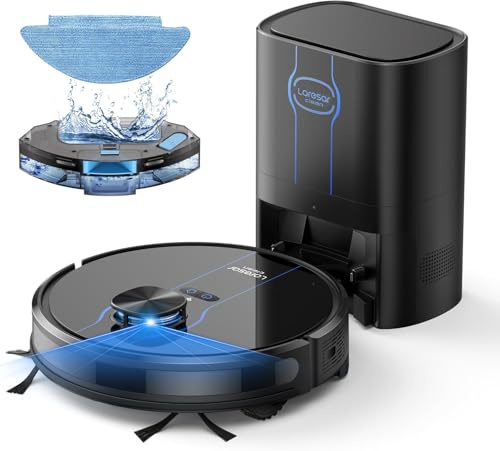 Laresar Clean Saugroboter mit Wischfunktion, 8000Pa Saugroboter mit Absaugstation L6 Nex, LiDAR Navigation, 3L Staubsauger bis zu 180Min, 3-in-1 Kehren, Wischen und Staubsaugen, Ideal für Tierhaare