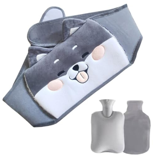 Wärmflasche mit Bezug, Wärmflaschengürtel 120cm Extra Langer 3 in 1 Wärmflasche gürtel extrem flauschig, mit weichem Taillen-Bezug wärmeflasche für Nacken, Schulter, Rücken, Beine, Taille