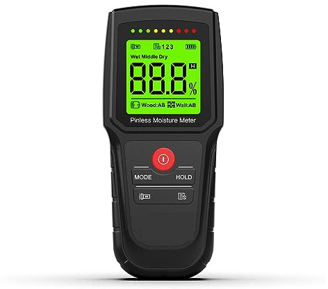 Misuratore Umidità, Igrometro Misuratore di umidità digitale Cartone Tester di umidità Igrometro da parete Rilevatore di umidità for legname Misuratore non distruttivo