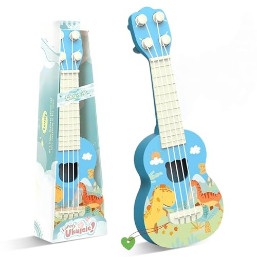Falafoty Gitarre für Kinder 26 cm Mini Gitarre Ukulele Spielzeug mit 4 Stimmbare Saiten, Kindergitarre Musikinstrumente Musik Lernspielzeug für Jungen Mädchen, Ukulele Musikspielzeug Geschenk (Blau)