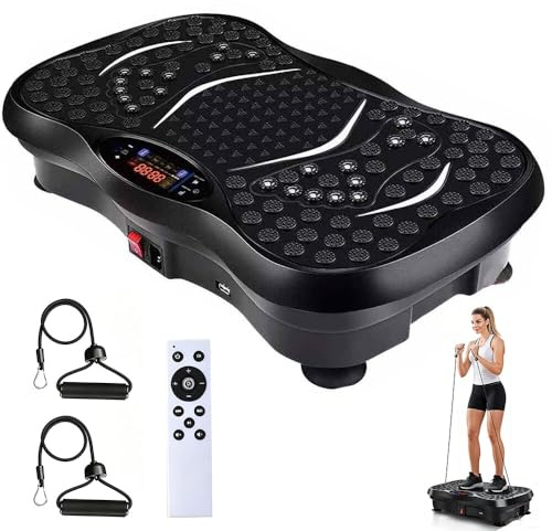 Ccarzzi Vibration Plate, Vibration Plate Exercise Machine with 2 Resistance Bands, 120 Adjustable Speeds, High Weight Capacity Vibrating Plate for Lymphatic Drainage, Weight Loss