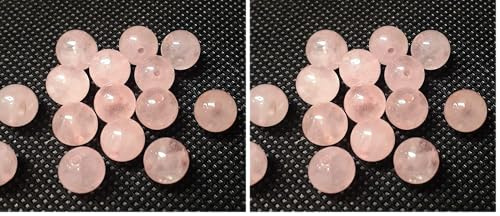 Pietre preziose al quarzo e al quarzo rosa, 8 mm, 6 mm, 4 mm, perle con foro per essere infilate in collane di perle e gioielli (6mm, 18 pezzi) (Confezione da 2)