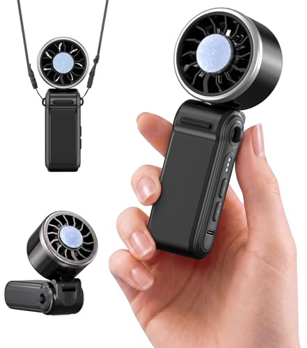 SWEETFULL Mini ventilateur portable avec turbo-ventilateur et refroidissement par glace, ventilateur à main 4000 mAh batterie rechargeable, niveau maximum 9800 tr/min, flux d'air puissant à haute