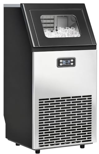 HOMCOM Macchina per cubetti di ghiaccio commerciale, 45 kg/24 h, con display LCD, memoria da 11 kg, timer e autopulente, in acciaio inox, autopulente, per bar e caffè