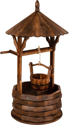 STILISTA Holzbrunnen mit Dach, 120 x ø 65 cm, geölt, brandbehandelt, zum Bepflanzen