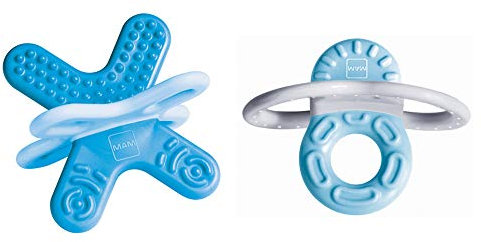 MAM Bite & Relax Set, extra leichte blaue Beißringe für Babys, schmerzlindernde Baby Zahnungshilfe für Vorder- und Backenzähne, ab 2+Monaten